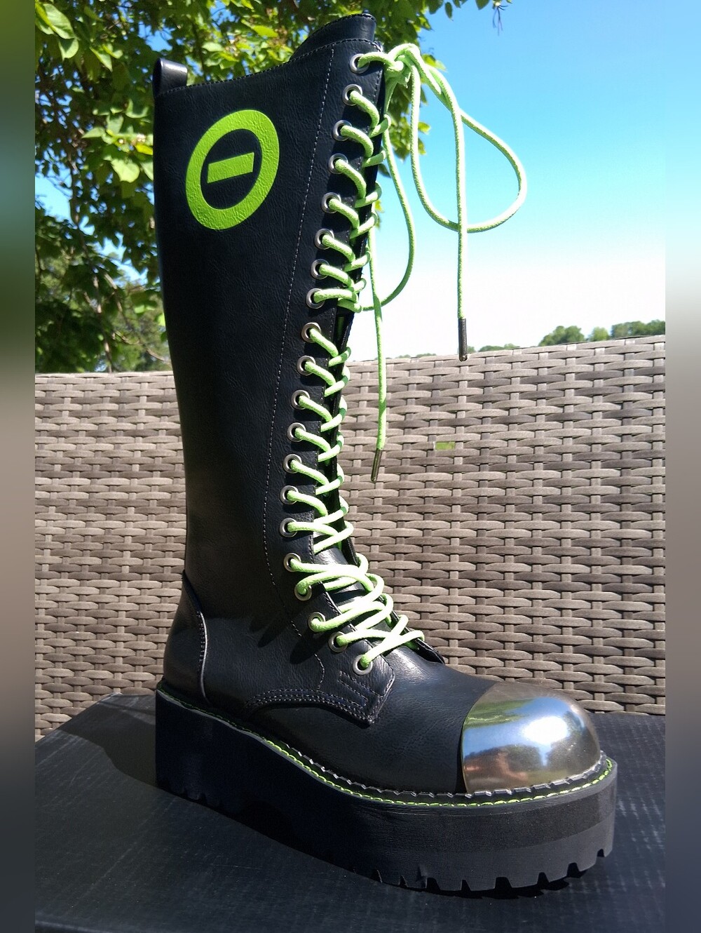 Dolls Kill® x Type O Negative™ Steel Toe Lifted Combat Boots | Size 11